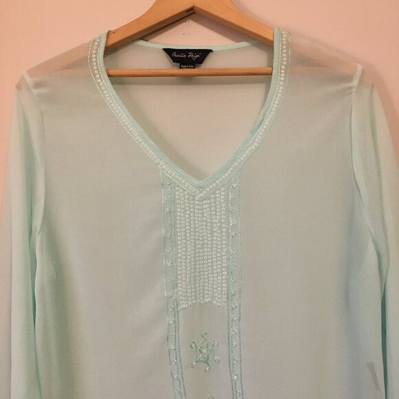 Charlie Paige Seafoam Green Rayon Tunic Dress Cover - Picture 5 of 16